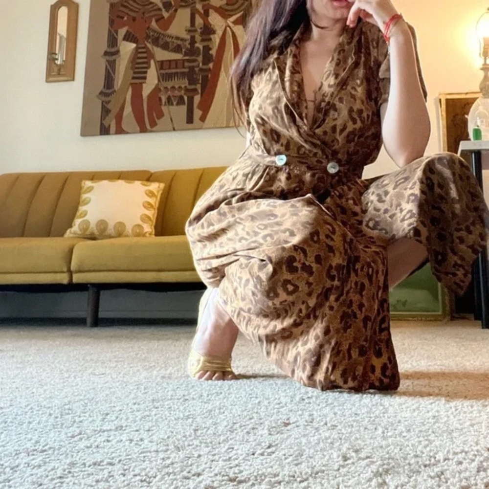 Vintage Robbie Bee Silk Dress Sz 6 Animal Print